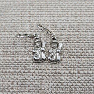 Sterling Silver Sweeping Snowman Holiday Earrings A6755